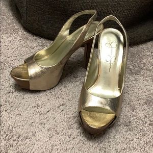 Jessica Simpson Gold Heels